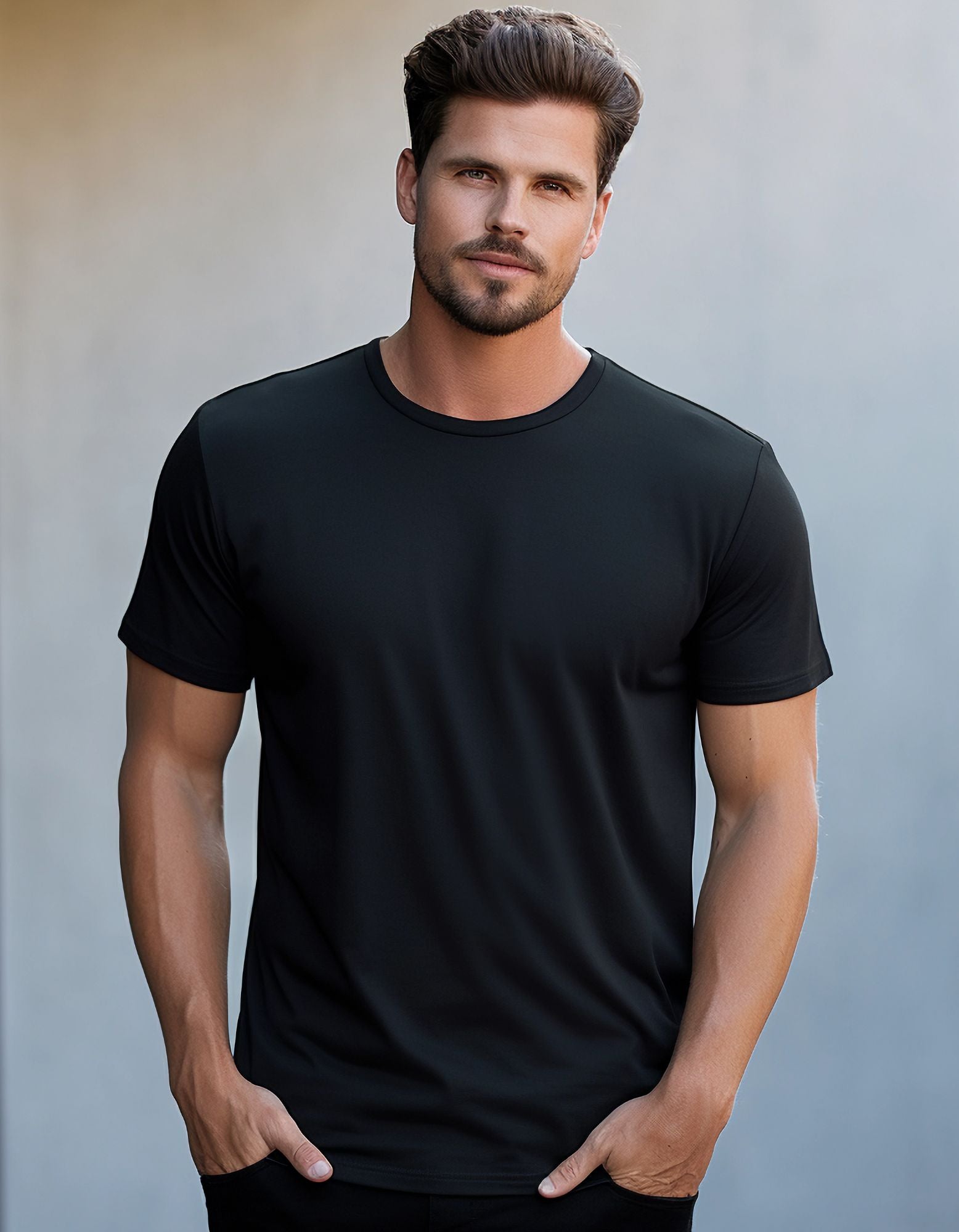 Solid T-shirt Red Black