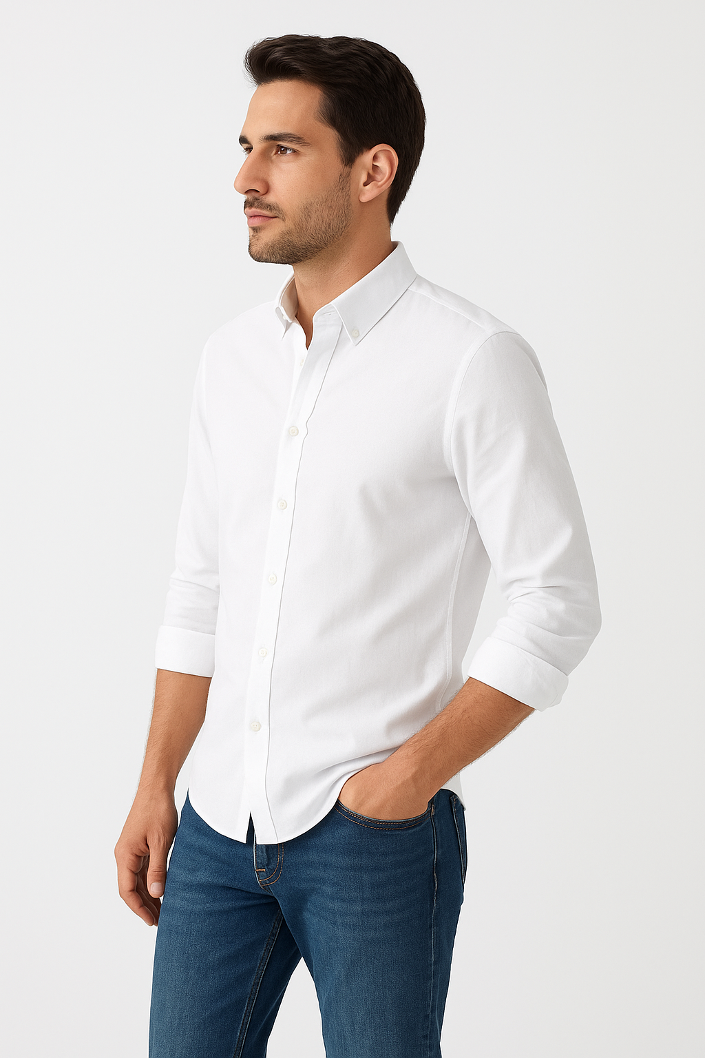Men’s Premium White Full Sleeves Shirt | Slim Fit Cotton Blend Formal & Casual Wear