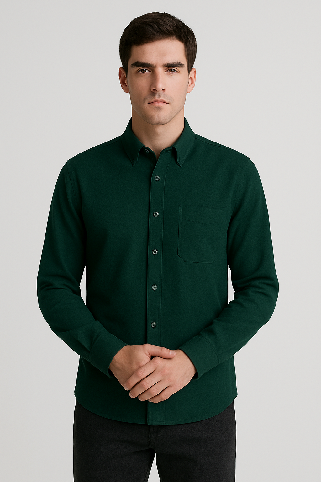 Men’s Premium Green Full Sleeves Shirt | Slim Fit Cotton Blend Formal & Casual Wear