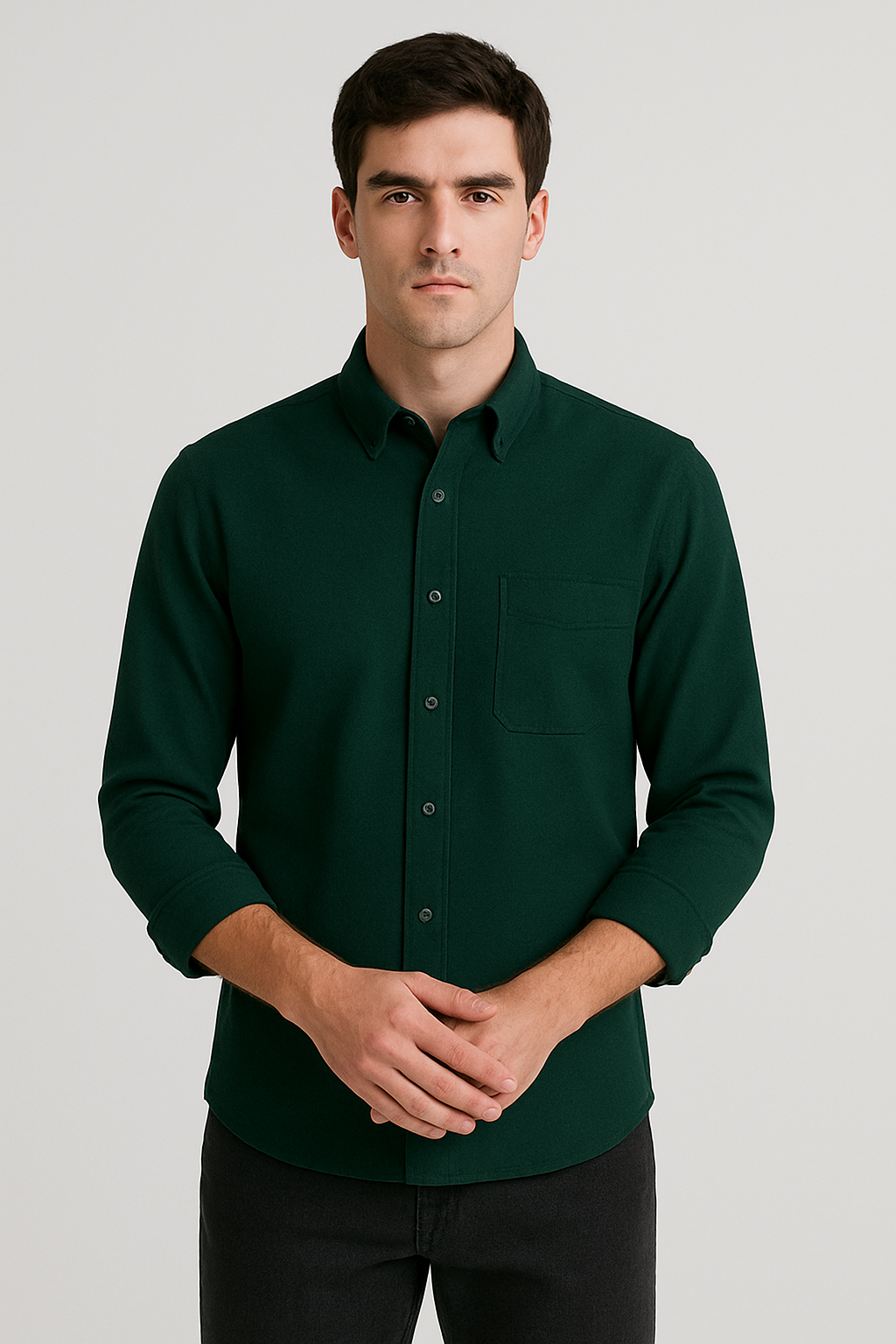 Men’s Premium Green Full Sleeves Shirt | Slim Fit Cotton Blend Formal & Casual Wear