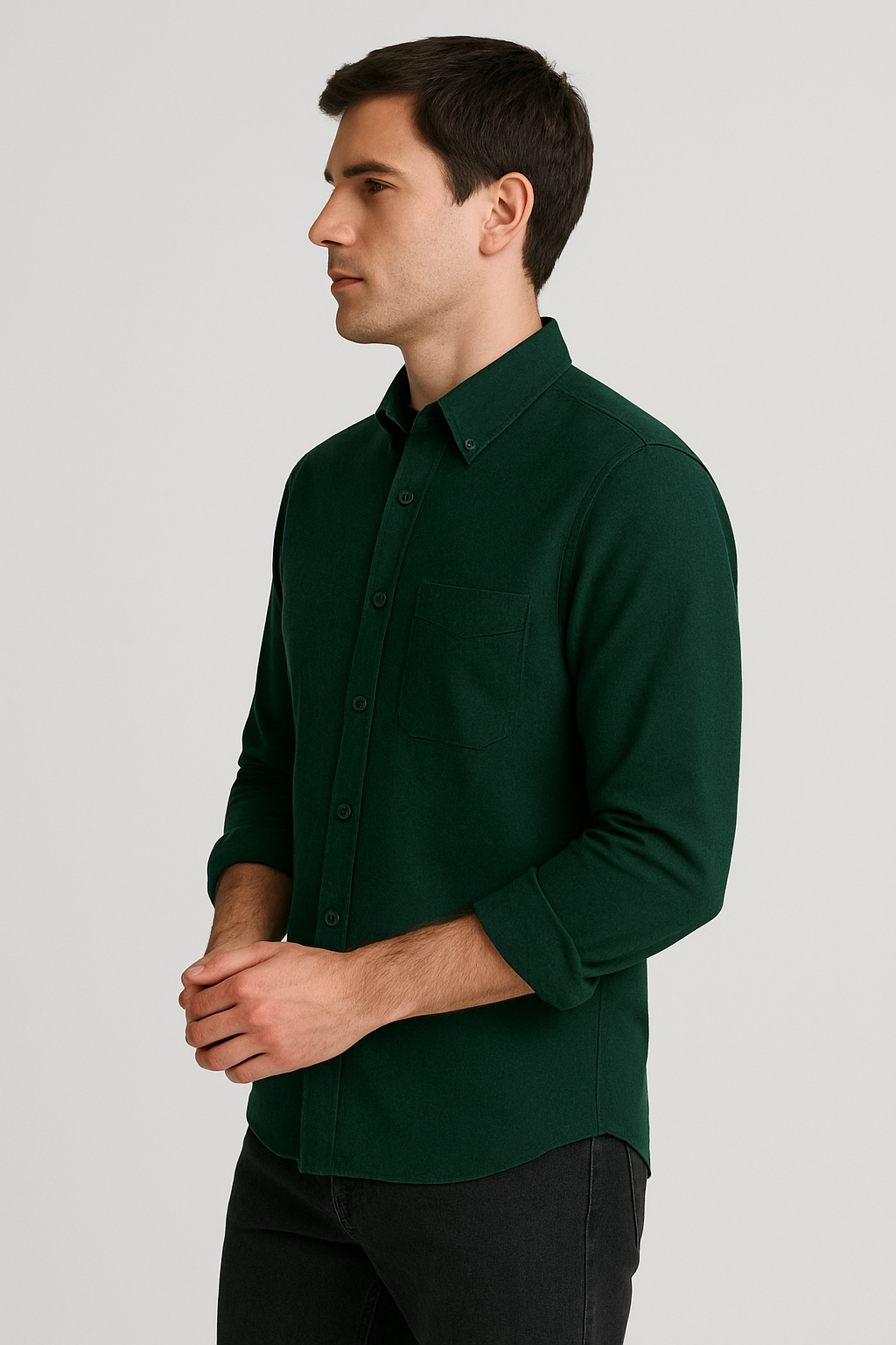 Men’s Premium Green Full Sleeves Shirt | Slim Fit Cotton Blend Formal & Casual Wear