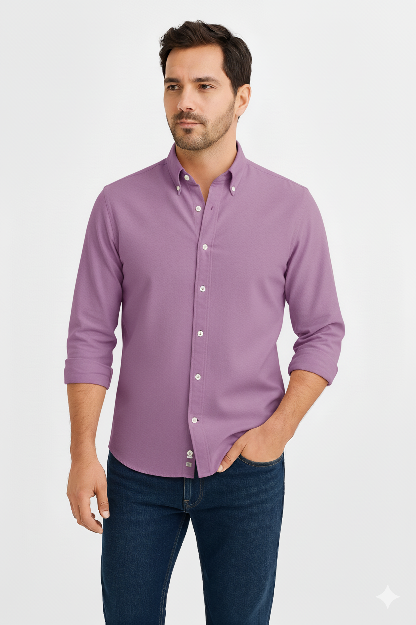 Men’s Premium Purple Full Sleeves Shirt | Slim Fit Cotton Blend Formal & Casual Wear