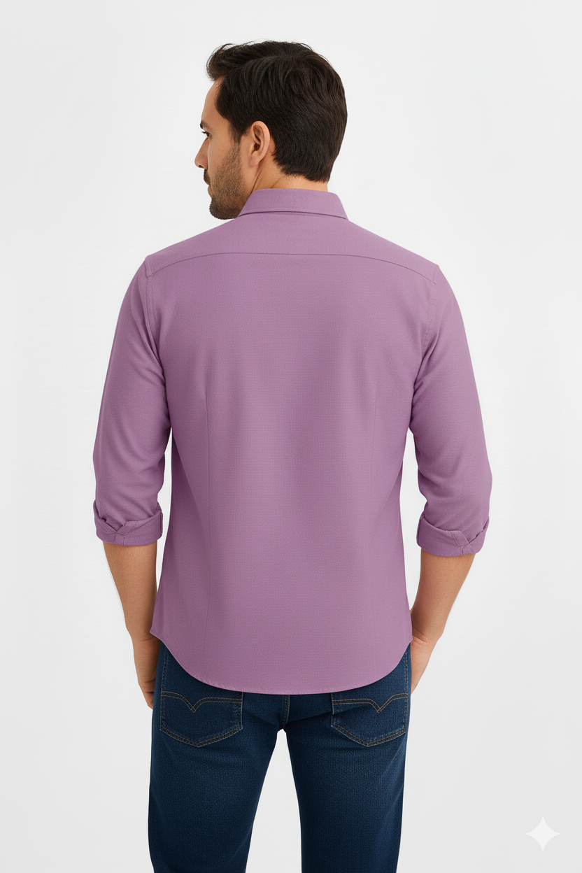 Men’s Premium Purple Full Sleeves Shirt | Slim Fit Cotton Blend Formal & Casual Wear