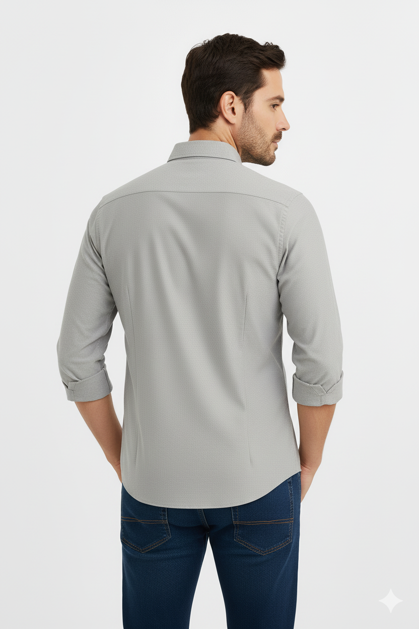 Men’s Premium Grey Full Sleeves Shirt | Slim Fit Cotton Blend Formal & Casual Wear
